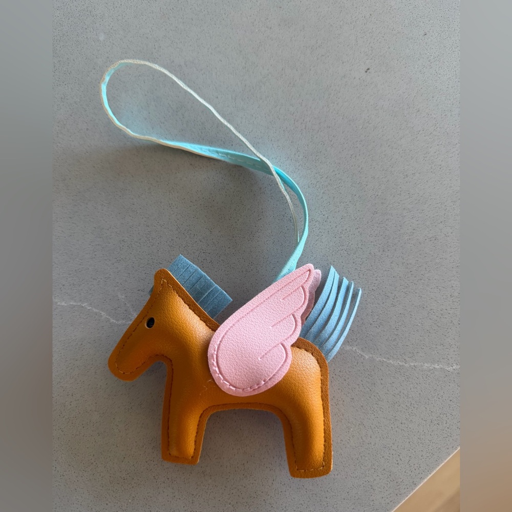 Pegasus Leather Charm in Mustard Yellow & Pastel Pink